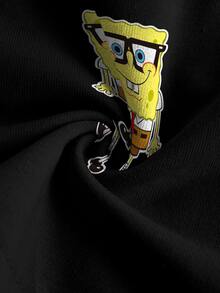 SpongeBob SquarePants | SHEIN Women's Cartoon Print Striped Color Block Camisole Tank Top - White - View 5