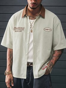 Athstrex Men's Plus Size Summer Casual Striped Shirt - Multicolor - View 1