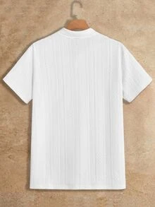 HIMLAND Men's Plus Size Solid Color Short Sleeve Casual Commute Polo Shirt - White - View 5