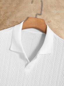 HIMLAND Men's Plus Size Solid Color Short Sleeve Casual Commute Polo Shirt - White - View 4