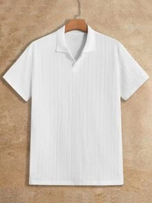 HIMLAND Men's Plus Size Solid Color Short Sleeve Casual Commute Polo Shirt - White - View 2