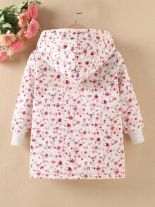 Elladie kids 女童花卉印花泰迪毛內裡連帽外套 秋季 - 彩色 - 查看 2