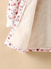 Elladie kids 女童花卉印花泰迪毛內裡連帽外套 秋季 - 彩色 - 查看 7