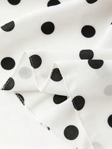 SHEIN Franclia 女款法式波點V領高級網紗無袖上衣，時尚綁帶荷葉袖雪紡背心 - 白色 - 查看 7