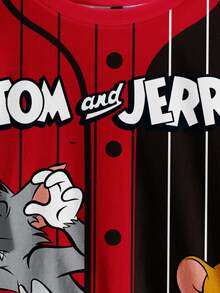 TOM & JERRY X SHEIN 男士卡通印花宽松休闲短袖T恤 - 白色 - 查看 5