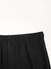 SHEIN 青少年女孩針織提花休閒黑色長褲 - 黑色 - 查看 7
