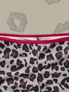 Betty Boop x SHEIN Women's Summer Vacation Beach Leopard Print Cartoon Pattern Halter Bikini Set - Multicolor - View 5