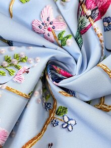 Linhara CURVE Plus Size Blouses Fall Vacation High Tea Light Blue Boho Casual - Multicolor - View 4