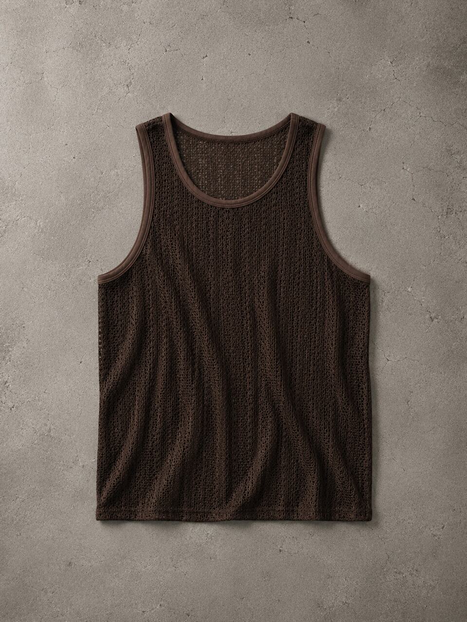 Débardeur sans manches en crochet à maille ouverte, col ras-du-cou, texture semi-transparente en maille, gilet de superposition pour l'été, festival, plage et vacances