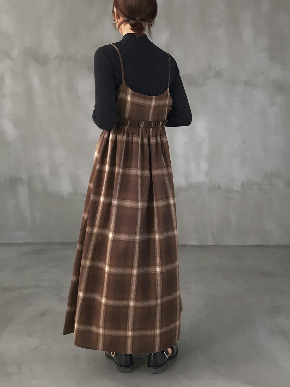 Women's Korean Style Autumn Plaid Layered Camisole Dress