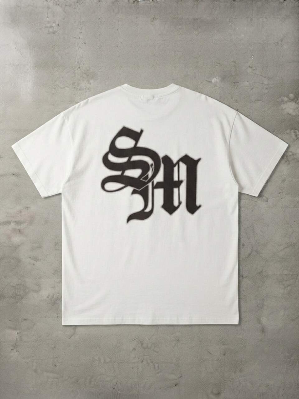 Gothic Monogram Back Print Oversized Crew Neck Short Sleeve Tee Drop Shoulder Casual Streetwear T-Shirt Summer Essential