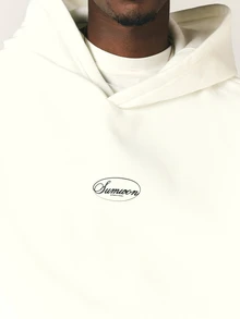 SUMWON Moletom com Capuz Oversized com Vivos Contrastantes nas Mangas, Estampa de Logo, Bolso Central, Aconchegante, Casual, Essencial de Inverno - Branco - Visão 6