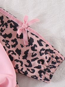 SHEIN Playful Pals 女嬰外套套裝 蝴蝶結 秋冬休閒連帽運動時尚 蝴蝶甜美百搭 米色黑色印花外套 蓬蓬夾克 - 粉色 - 查看 4