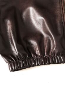 SHEIN 青少年女孩秋冬新款美式復古棕色做舊PU皮革短夾克 - 棕色 - 查看 5