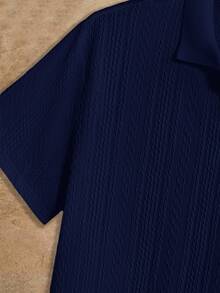 HIMLAND Men's Plus Size Solid Color Short Sleeve Casual Commute Polo Shirt - Navy Blue - View 5