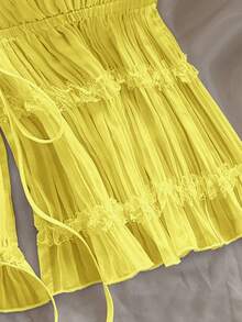 Soleia Women's Solid Color Halter Tie-Up Top Date Summer Top, Only Top, Without Skirt - Pale Yellow - View 6