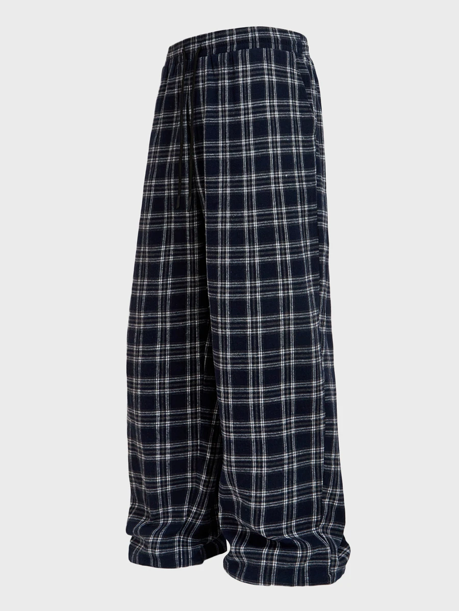 EASEVO Men's Plus Size Casual Plaid Woven Loose Fit Long Pants - Navy Blue - View 1
