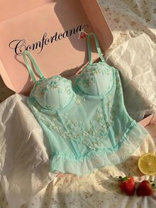 Comfortcana Sexy Lace Camisole With Padded Bust - Green - View 5