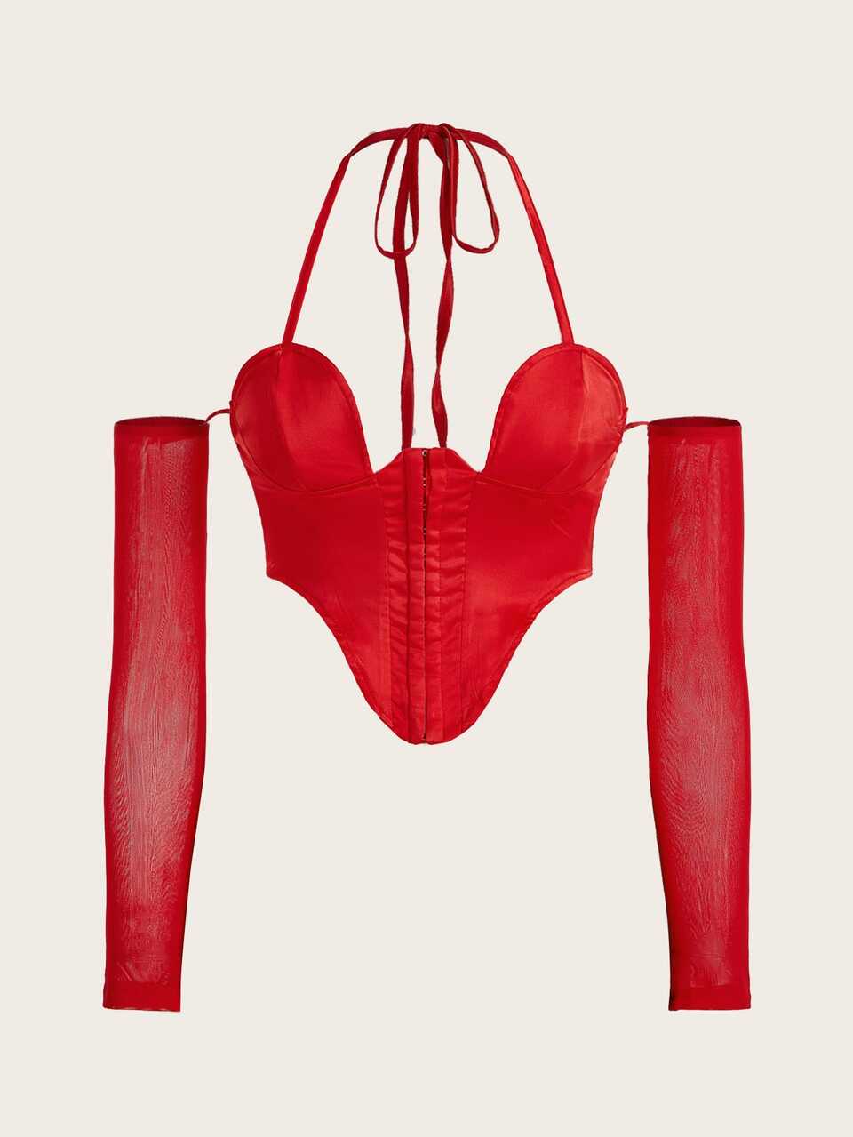 Y2k Slim Fit Short Halter Red Top