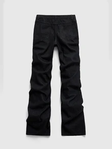 ROMWE MEN Men's Button Design Pocket Casual Denim Jeans - Black - View 3