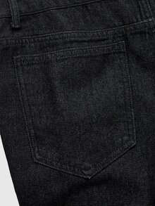 ROMWE MEN Men's Button Design Pocket Casual Denim Jeans - Black - View 5