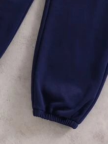 SHEIN 2件組青少年男孩時尚衛衣與長褲套裝，胸前翅膀印花，酷炫街頭風，獨特時尚，柔軟舒適面料，易穿脫，適合春秋季，適用於各種場合，適合上學與外出，熱銷青少年男孩必備兩件套，秋冬/秋季 - 藏蓝色 - 查看 7