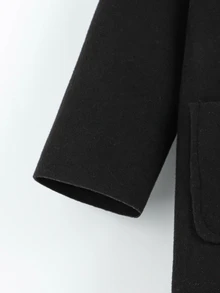 SHEIN Young Boy Pocket Patched Open Front Overcoat Autumn Fall - Black - View 5