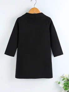 SHEIN Young Boy Pocket Patched Open Front Overcoat Autumn Fall - Black - View 2