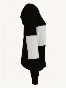 INAWLY Women's Color Block Simple Regular Daily Jacket Fall Winter Cloth For Women - Black and White - View 3