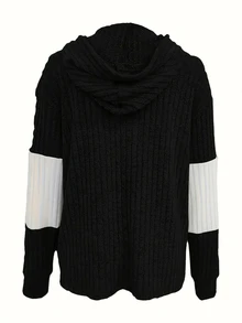 INAWLY Women's Color Block Simple Regular Daily Jacket Fall Winter Cloth For Women - Black and White - View 2