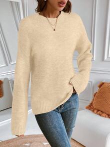 SHEIN PariChic New Upgraded Premium Thickened Women's Grey Crew Neck Sweater - Apricot - View 6