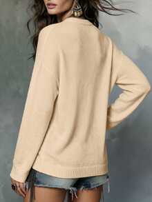 SHEIN PariChic New Upgraded Premium Thickened Women's Grey Crew Neck Sweater - Apricot - View 2