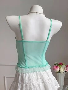 Comfortcana Sexy Lace Camisole With Padded Bust - Green - View 2