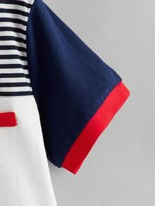 SHEIN Tween Boys' Casual Contrast Color Block Polo Collar Short Sleeve Shirt, Suitable For Commuting, School, Daily Casual Wear, Sports, Spring/Summer - Multicolor - View 4