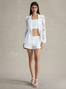 Briarwyn Women Casual Solid Color Woven Shorts, Fashionable For Summer Beach 4th Of July Airport/White/Cloud Dancer - White - View 6