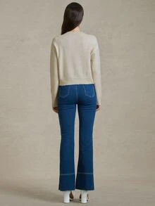 Briarwyn Cardigan Wanita Lengan Panjang Warna Polos dengan Bukaan Depan, Modis untuk Liburan Musim Panas, Sweater untuk Wanita, Pakaian Musim Panas Wanita, Komposisi Wol, 4 Juli di Musim Gugur/Dingin - Aprikot - View 6