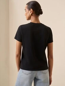 Briarwyn 女款足球熊刺繡休閒可愛學院風日常校園教師短袖T恤 開學季黑色上衣 2026世界盃墨西哥 - 黑色 - 查看 8