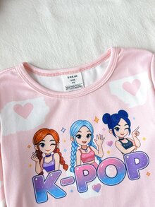 SHEIN 少女針織柔軟圓領長袖套頭上衣彈性腰長褲緊身兩件套 隨機款 8件送2件 - 粉色 - 查看 4