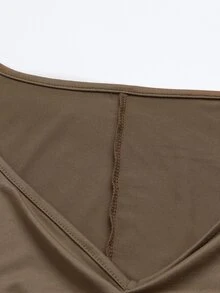 GlowEve Setelan 2 Potong Elegan untuk Wanita: Kaos Lengan Panjang dengan Simpul Depan dan Rok Ekor Ikan - Khaki - View 4