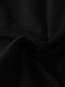 女士纯色圆领长款休闲连衣裙 - 黑色 - 查看 6