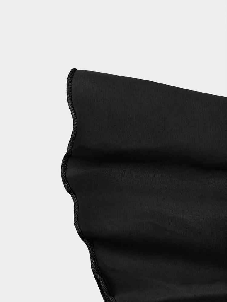 GlowEve CURVE Plus Size Summer Elegant Beaded Decor Ruffle Sleeve Blouse Teachers' Day Formal Dinner Black Elegant Women's Blouses - Black - View 4