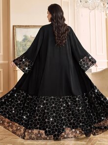 Al Najma Women's Floral Pattern Casual Gathering Travel Abaya - Black - View 2