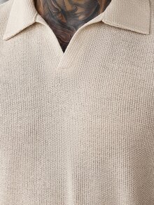 Manfinity CasualCool Men's Solid Color Casual Commute Short Sleeve Polo Shirt - Apricot - View 3