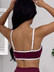 SHEIN Sports Women's Minimalist Spaghetti Strap Backless Yoga Sports Tank Top - Purple - View 3