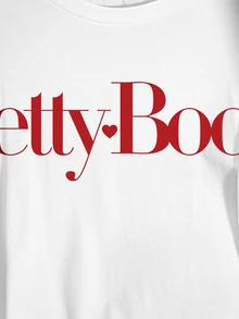 Betty Boop x SHEIN 大尺碼女款圓領短袖休閒百搭T恤 - 白色 - 查看 4