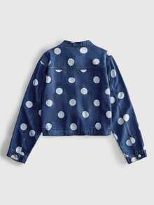 ROMWE MEN Street Life Men's Polka Dot Frog Button Denim Shirt - Blue - View 10