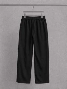 Mainfolk Men's Casual Versatile Solid Color Long Pants With Belt - Black - View 3