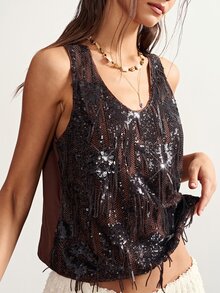 Bohemela Casual Solid Color Knit Women's Top - Brown - View 2