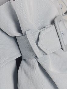 KÆRIA Hus Double-Breasted Cropped Trench Jacket - Soft Touch Peached - Silver Blue - Tailored, Modern Grunge Rave, Office Night Out Party Autumn - Grey - View 7