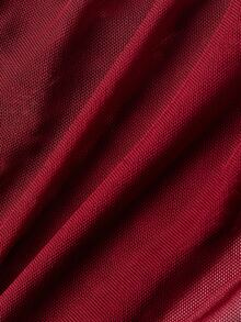 SHEIN MOD 大尺碼 V 領喇叭袖綁結蝴蝶結上衣 白色秋季上衣 - 酒紅色 - 查看 4